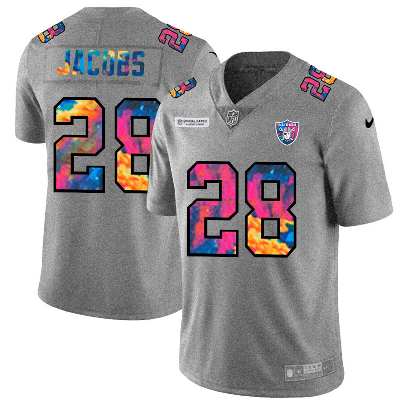 NFL Las Vegas Raiders #28 Josh Jacobs Men Nike MultiColor 2020  Crucial Catch  Jersey Grey->chicago bears->NFL Jersey